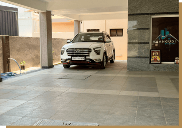 parking facilities at the Maangudi Enclave apartments in Dindigul