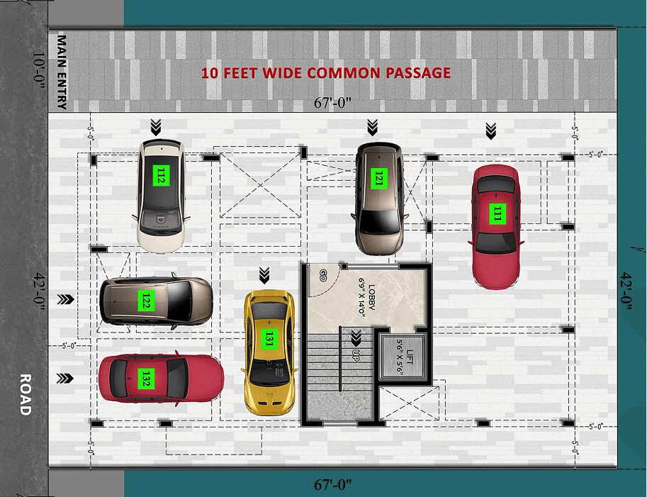 Parking facilities at Maangudi apartments in Dindigul